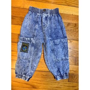 Vintage Nursery Rhyme Kids Acid Wash Denim Joggers Jeans Size 2 Made in USA 7263